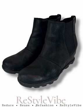 SOREL Women’s Size 10 Boots Booties Wedge Style Fit Genuine Leather Black